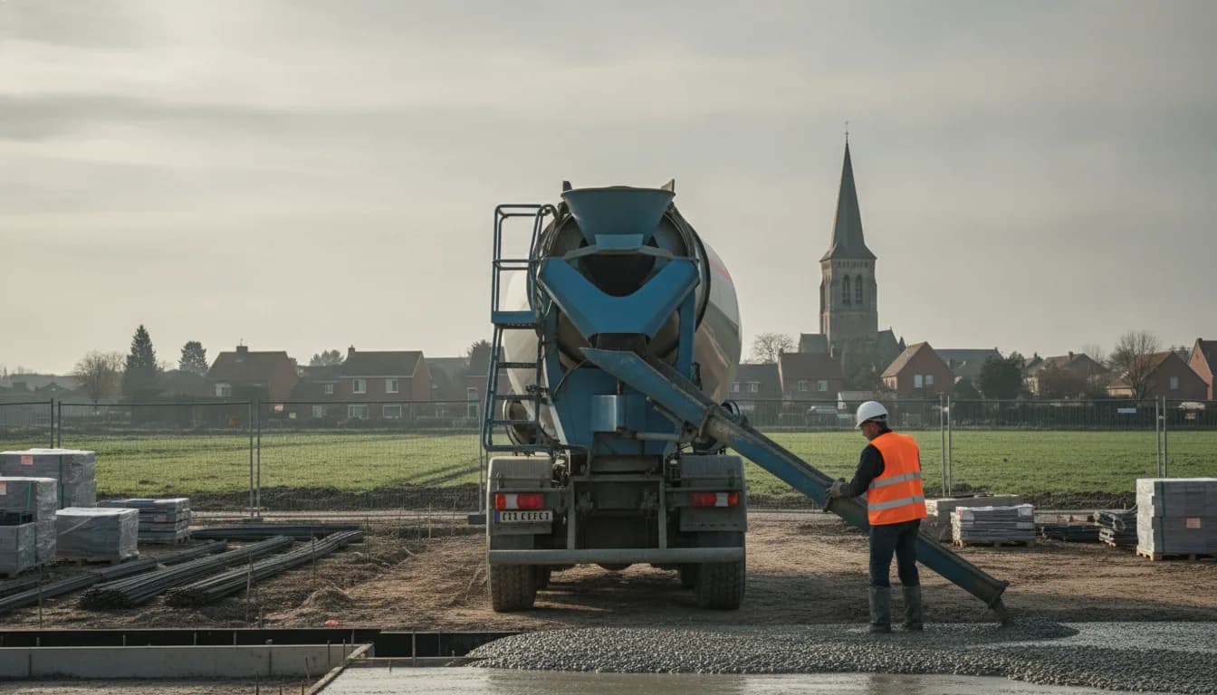 Camion toupie livrant du béton prêt à l'emploi à Lille