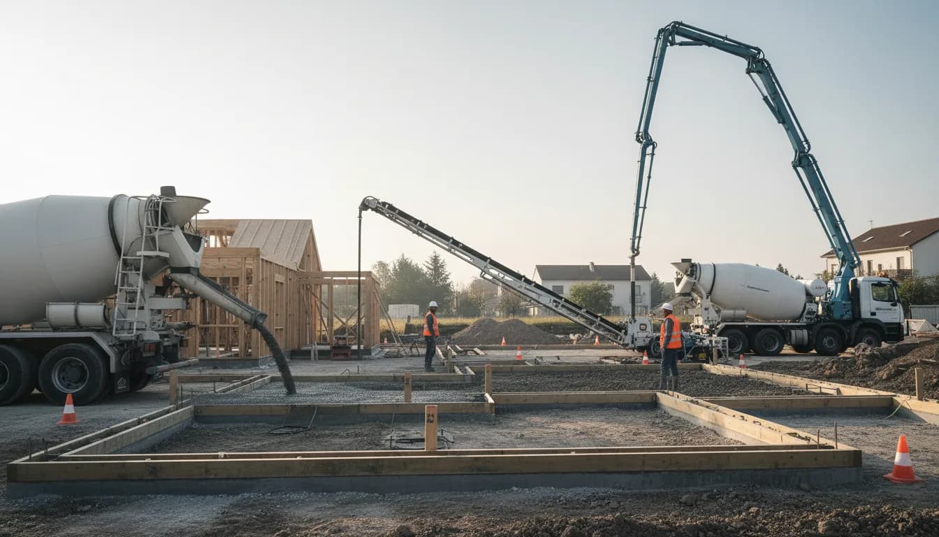 Goulotte, tapis ou pompe : comment décharger le béton selon la distance et le prix